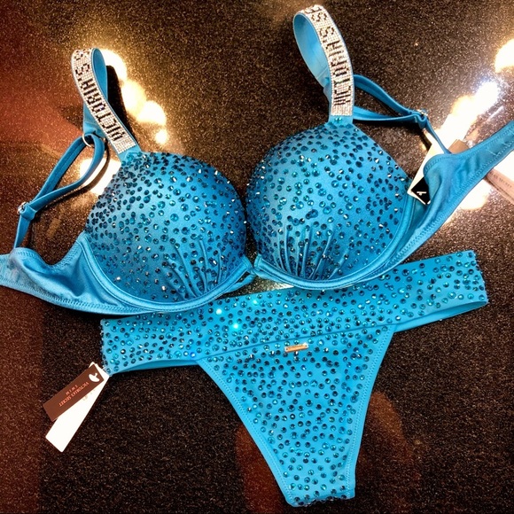 Victoria's Secret Other - 💗NEW W/tags VICTORIA SECRET BLING RHINESTONE AQUA BLUE BIKINI BOTTOMS ONLY!